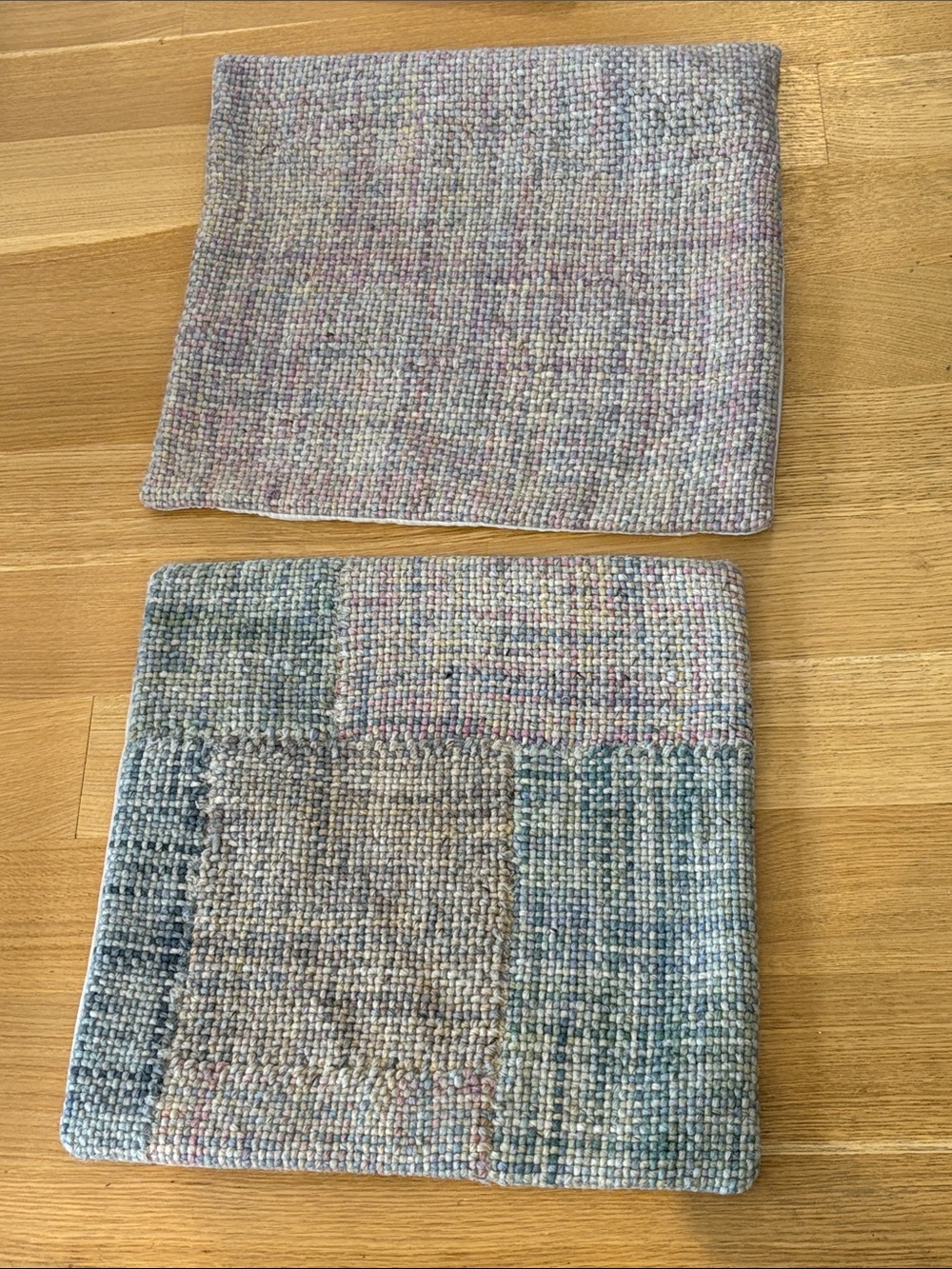 Pottery Barn Wool Multicolor Neutral Patchwork Accent Pillows - Set of 2